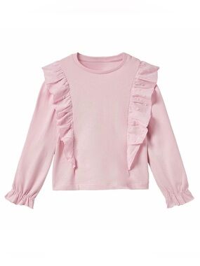 Zara Light Pink Ruffle-Trim Long Sleeve Top. 3-4.